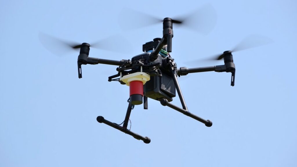 The unmanned drone of the Pignoletto project mapping a soil